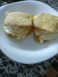 keto bread made from tofu creating two egg sandwiches