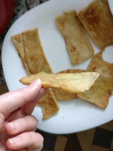thinly sliced tofu fried until crispy