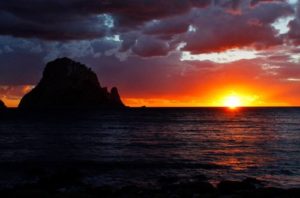 sunset view of Es Vedra island ibiza