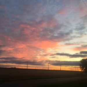 Indiana sunset with windmills