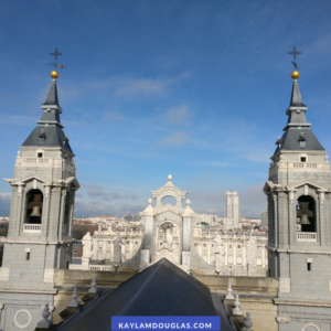 Looking at the Royal Palace from between the steeples