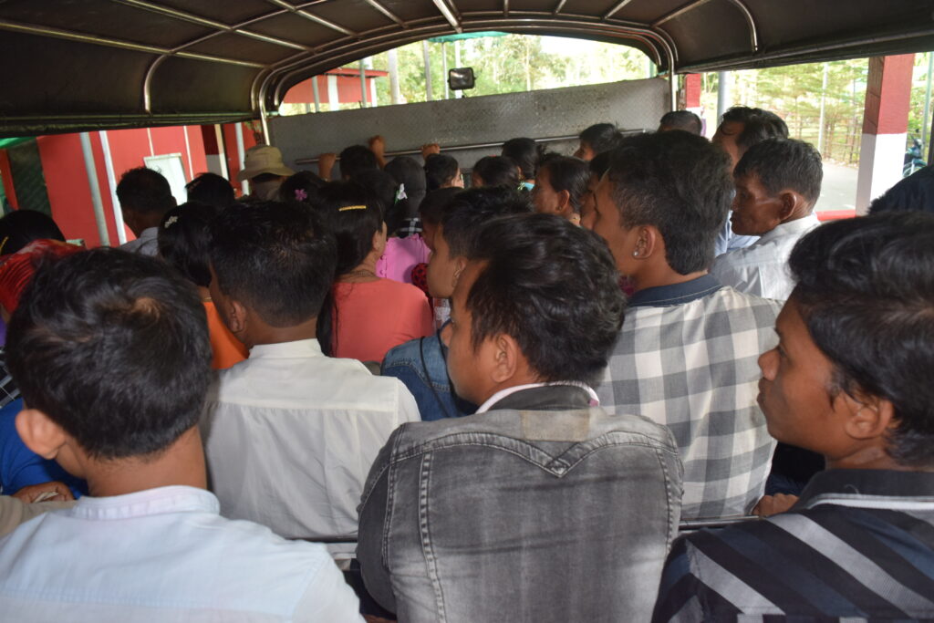 on the truck to Kyaiktiyo Pagoda on Thadingyut