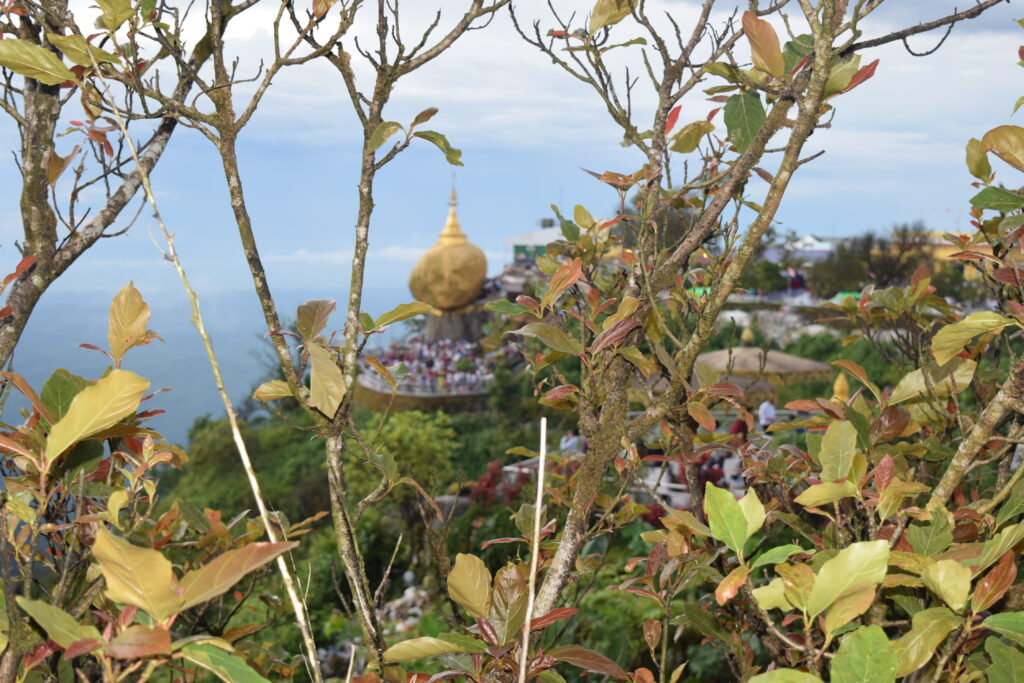 Golden Rock from a distance looks tiny