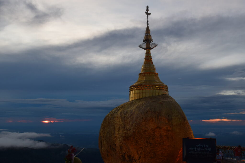 Golden Rock and Kyayktiyo pagoda at sunset