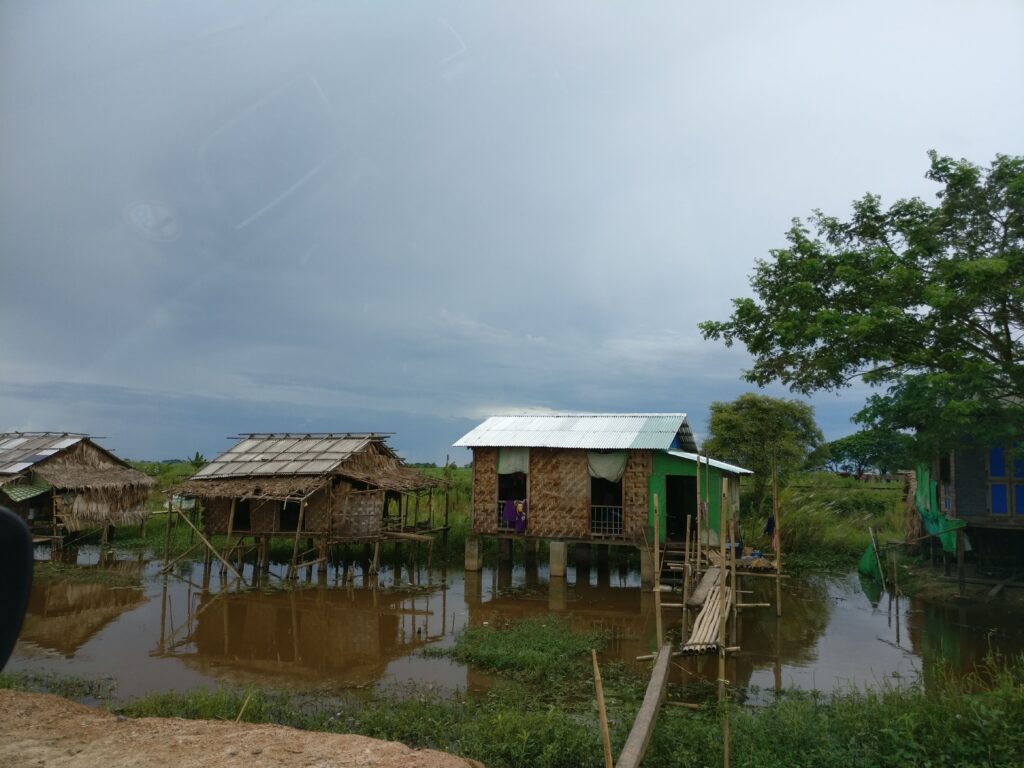 Houses built on stilts in Myanmar