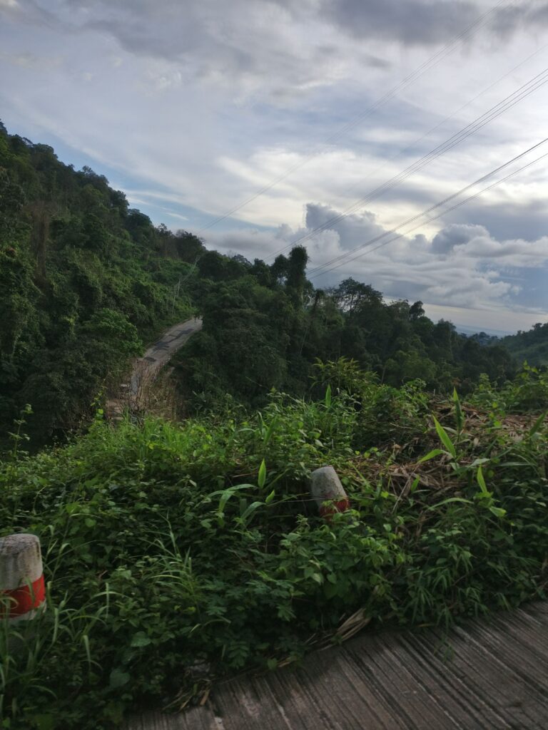 view from truck up to Golden Rock