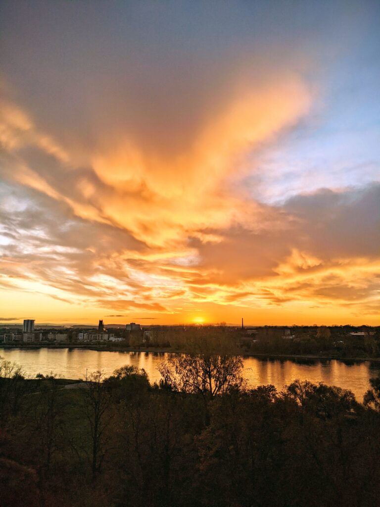 A beautiful sunrise with golden light after the end of daylight savings time